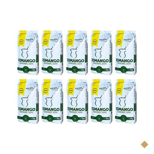Kit 10 Erva Mate de Chimarrão 1kg Tradicional Suave com Açúcar Ximango