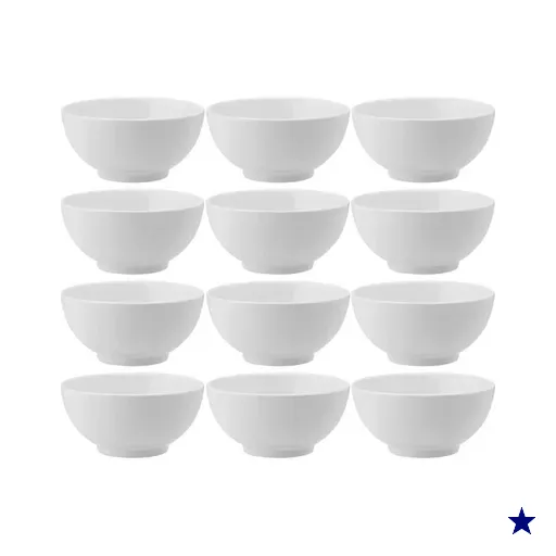 12 Bowls de Melamina Branca 400ml Restaurante 12,5x6cm Serata Açaí Frutas…