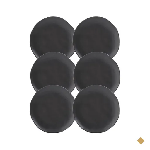 Kit 6 Pratos Orgânicos 19cm Preto de Cerâmica Stoneware Sushi Sashimi Porto…