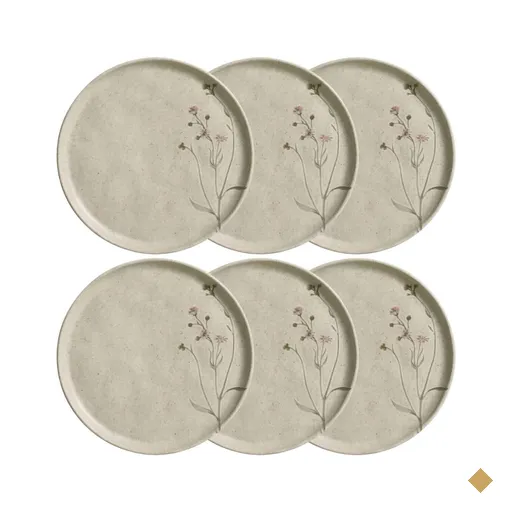Kit 6 Pratos para Sobremesa Rasos 21,5cm Porto Brasil Cerâmica Bio Campestre…