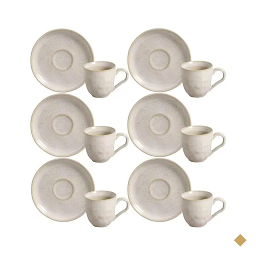 Jogo 6 Xícaras de Café 120ml com Pires Cerâmica Bio Latte Mesa Posta Porto…