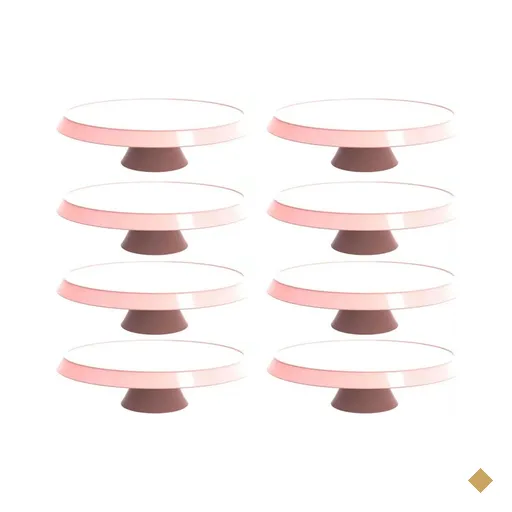 Kit 8 Bases Porta Bolos Rosa Himalaia 30cm com Pé Bubble Crippa Suporte Tortas…