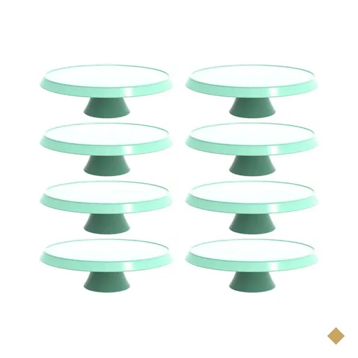 8 Bases Porta Bolos Verde Menta 30cm com Pé Bubble Crippa Su
