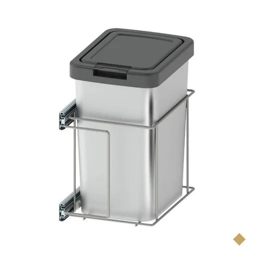 Lixeira Para Cozinha Suprema Corrediça Deslizante Lateral 9 litros Cromado…