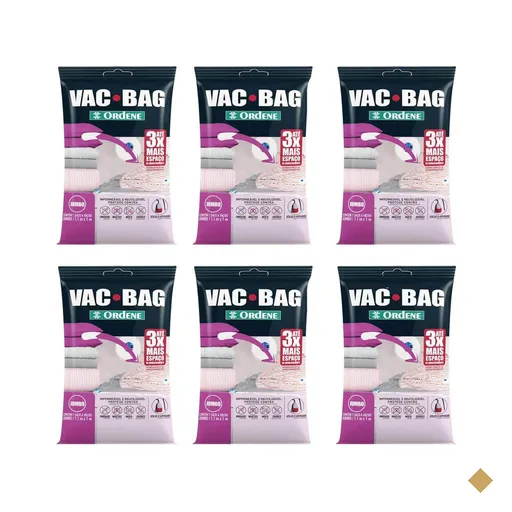 Kit 6 Vac Bag Jumbo Ordene 110x100cm Saco a Vácuo Plástico Edredom Casacos