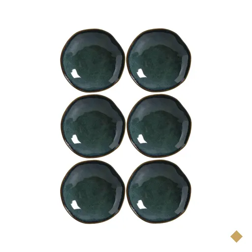 Jogo 6 Pratos Fundos Sopas Caldos 21cm em Cerâmica Stoneware Orgânico Oceano…