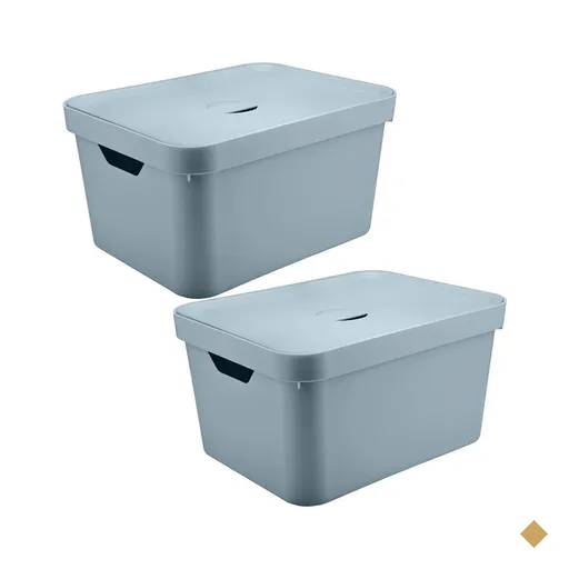 2 Caixas Organizadoras 32L Organizadores Brinquedo Closet OU Tampa Cube Azul…