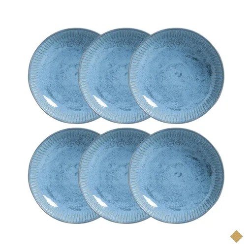 Conjunto 6 Pratos Fundos Cerâmica Azul 830ml Linhas Breeze Porto Brasil Massa…
