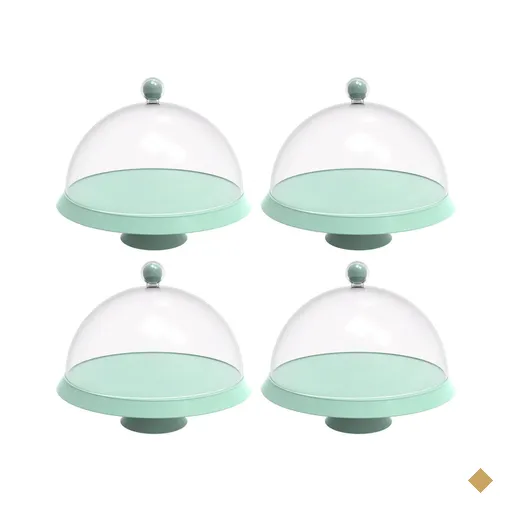 4 Porta Bolo com Cúpula e Pé 30cm Verde Menta Bubble Crippa Boleira Tortas…