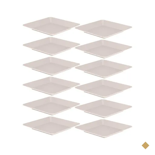 Jogo 12 Pratos Plásticos Quadrados 22,5cm Saladas Aperitivos Sobremesa…