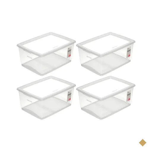Kit 4 Caixas Organizadoras com Tampa Click 30L Empilháveis d
