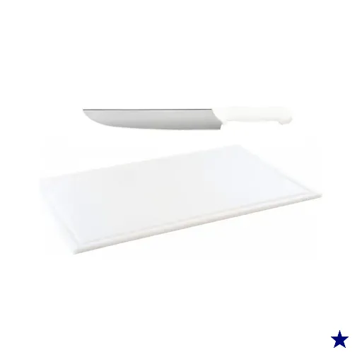 Tabua Corte Polietileno - Branca 60 x 40 com faca de 10"