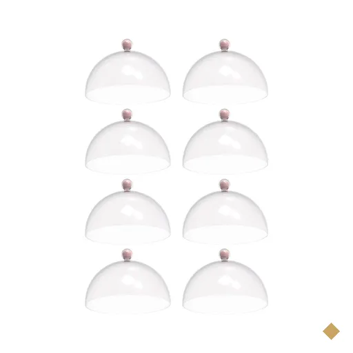 8 Cúpulas Plástico 25cm Bolos Tortas Doces Pratos Rosa Himalaia Bubble Crippa