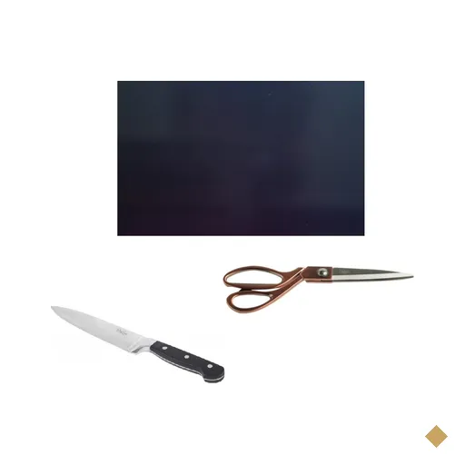 Tabua Corte LISA polietileno, faca chef e tesoura - 60x40