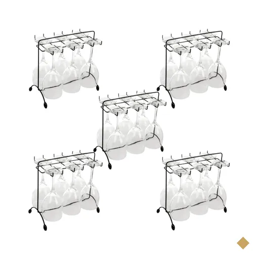Kit 5 Suportes Pendurar Taças Utimil Preto Aramado Bancada 16x27cm Organizador