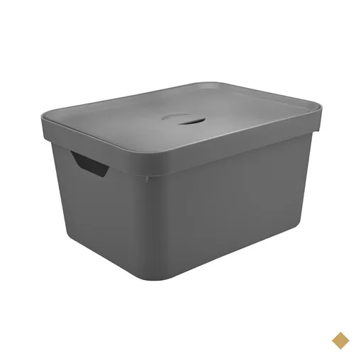 Kit 2 Caixas Organizadoras 32 Litros com Tampa Cesto para Brinquedos Chumbo