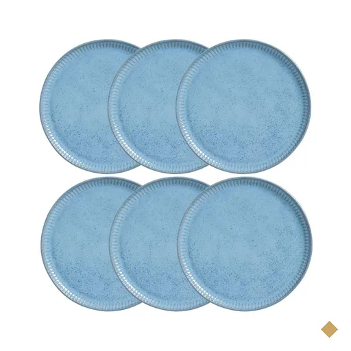 Conjunto 6 Pratos Rasos 27,5cm Linhas Breeze Cerâmica Azul Porto Brasil…