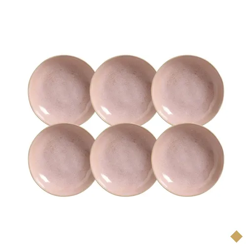 Jogo 6 Pratos Fundos Rosa Cerâmica Porto Brasil 830ml Talhar