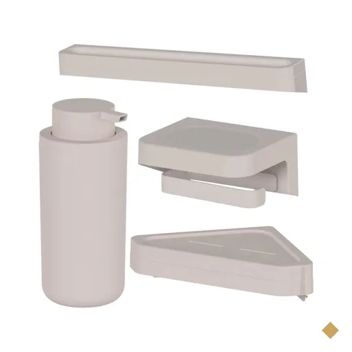 Kit Banheiro Saboneteira Porta Shampoo Toalheiro Papeleira B