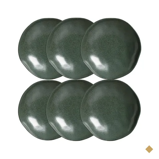 Kit 6 Pratos Fundos 600ml Arauco Orgânico 21cm Cerâmica Verde Porto Brasil