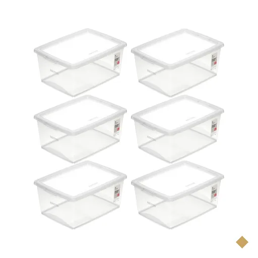 6 Caixas Organizadoras 15L Plástico Empilháveis com Tampa My Closet Ordene…