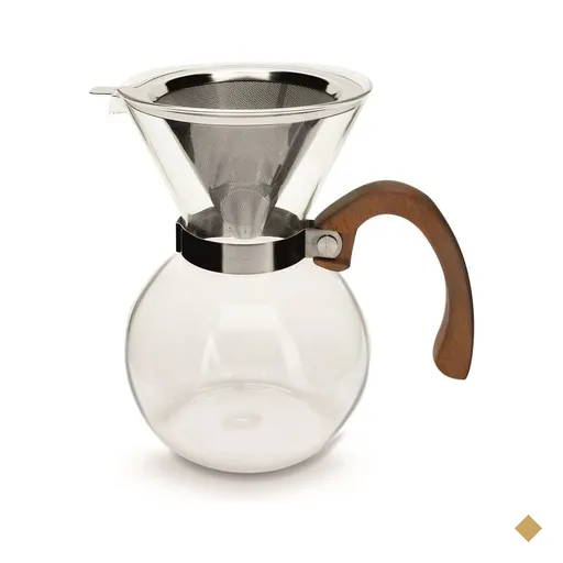 Conjunto jarra passador de Café e filtro cabo madeira 650ml