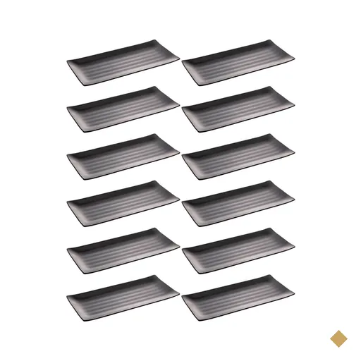 Kit 12 Travessas para Servir Sushi Sashimi Melamina 35x16cm Pratos Retangulares…