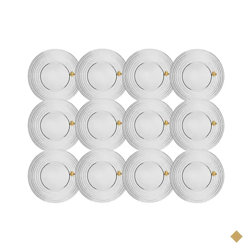 Jogo 12 Pratos Pão Sobremesa Doces 19cm Vidro Cristal Lyor M