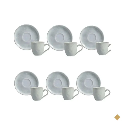 Jogo 6 Xícaras de Chá Com Pires 170ml Bio Pietra Cinza Stoneware Porto Brasil…