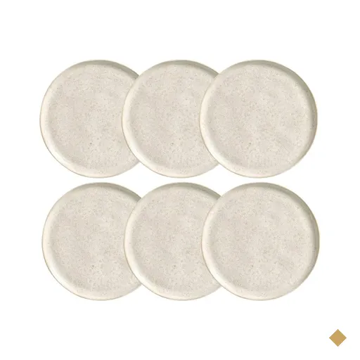 Jogo 6 Pratos Rasos Bio Vanilla Cerâmica Stoneware Orgânico Off White 27cm…