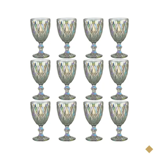 Jogo 12 Taças de Vidro 325ml Diamond Lyor Furta Cor Servir Á