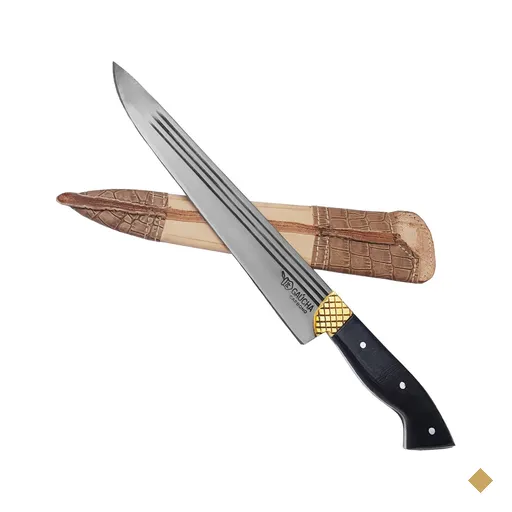 Facão Faca Churrasco 10'' Aço Carbono 1070 Full Tang Listrado Cabo Chifre…