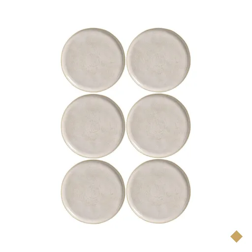 Jogo 6 Pratos Rasos Porto Brasil Cerâmica Off White 27cm Bio