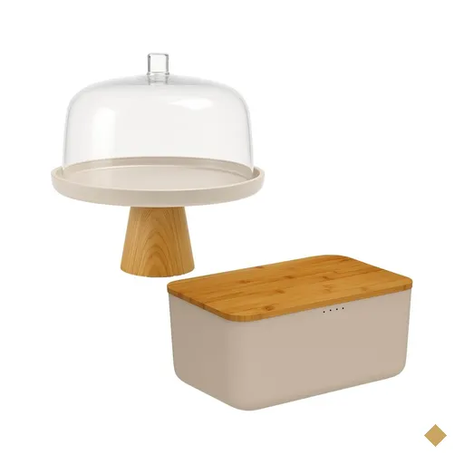Conjunto Boleira com Cúpula e Migalheira Porta Pão com Tampa Prato Bolos…