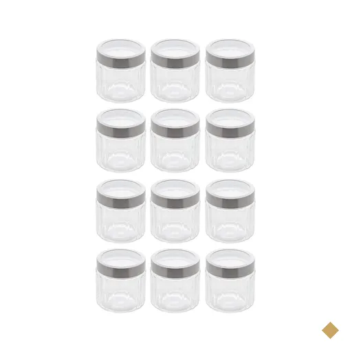 Conjunto 12 Potes de Vidro com Tampa Inox 870ml cada Lyor Sydney Biscoito…