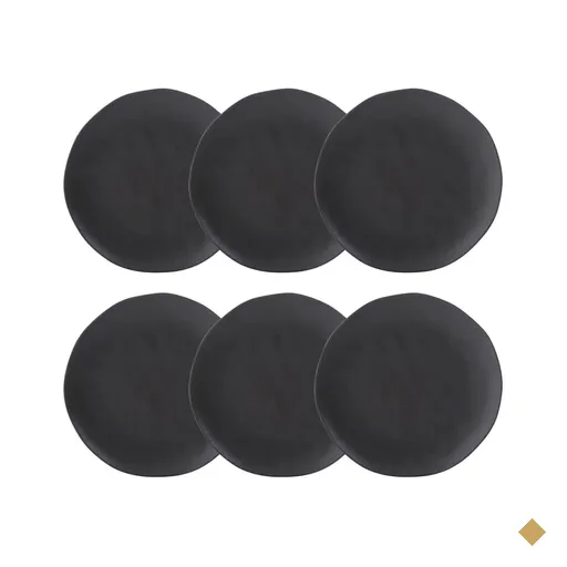 Jogo 6 Pratos Rasos Orgânicos Preto 26,5cm Cerâmica Stoneware Sushi Sashimi…