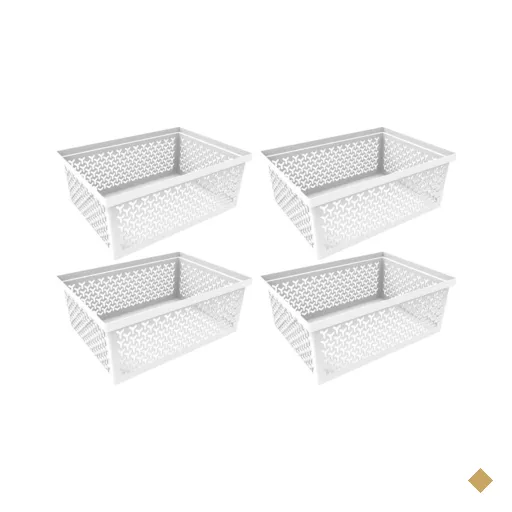 4 Cestos Organizadores G Crippa Grande Branco Retangular Escritório Closet…