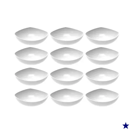 Kit 12 Saladeiras Tigelas Brancas Plásticas Servir Hotéis Restaurantes Buffets