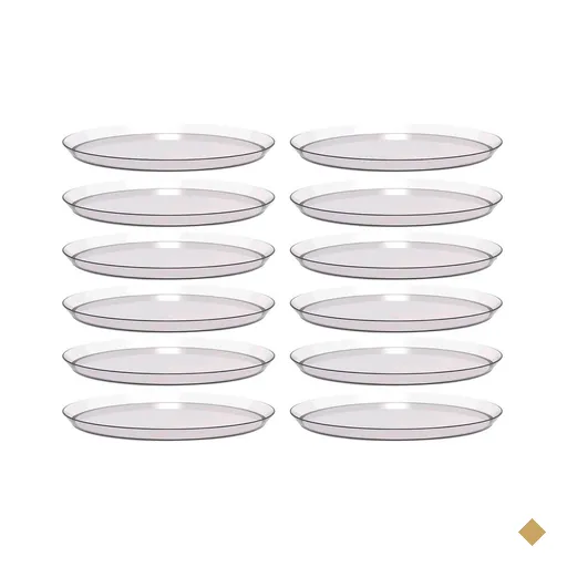 12 Bandejas Redondas 34cm Restaurante Incolor para Doces Salgados Buffet Festa