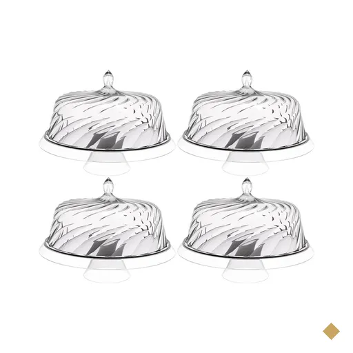 4 Boleiras com Cúpula e Pé 34cm Glassy Transparente Porta Bolo Tortas Doces…