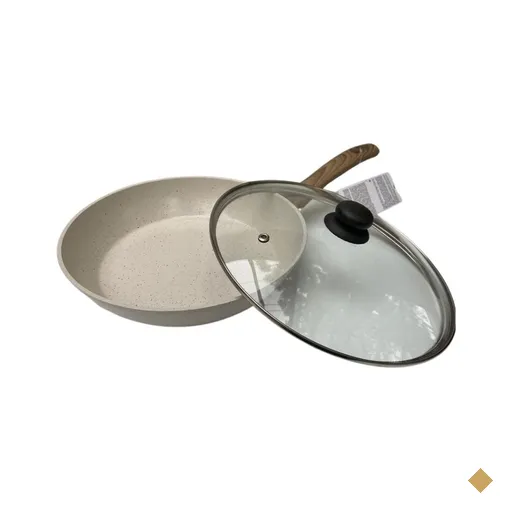 Frigideira Indução ceramico 24 cm - Marmore com tampa vidro