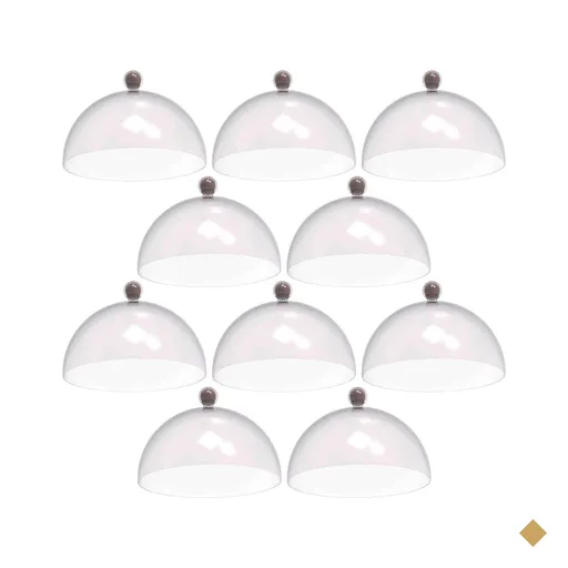Kit 8 Cúpulas de Plástico 25cm para Doces Bolos Tortas Amêndoa Padaria Hotel…