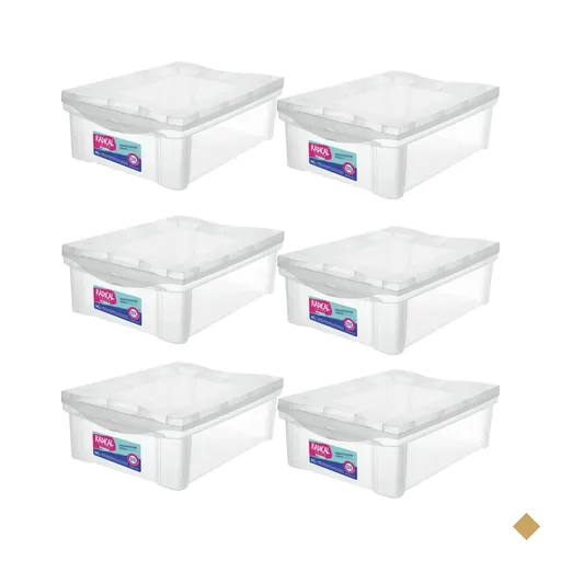 Kit 6 Caixas Organizadoras 13,5L Ordene Tampa Empilhável Closet Escritório…