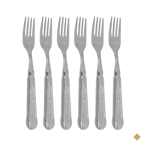 6 Garfos Jumbo de Mesa Churrasco 20cm Aço Inox Prateada Jantar Restaurante