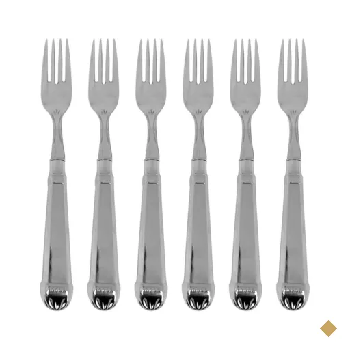 Jogo 6 Garfos Jumbo para Churrasco 20cm Aço Inox Prateado Nobre Robusto