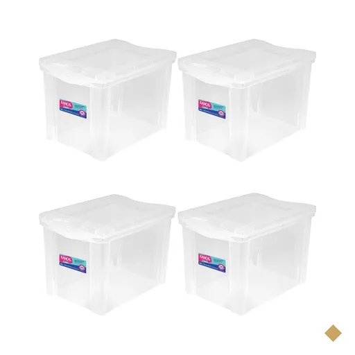 Kit 4 Caixas Organizadoras Plásticas 30L com Trava Ordene In