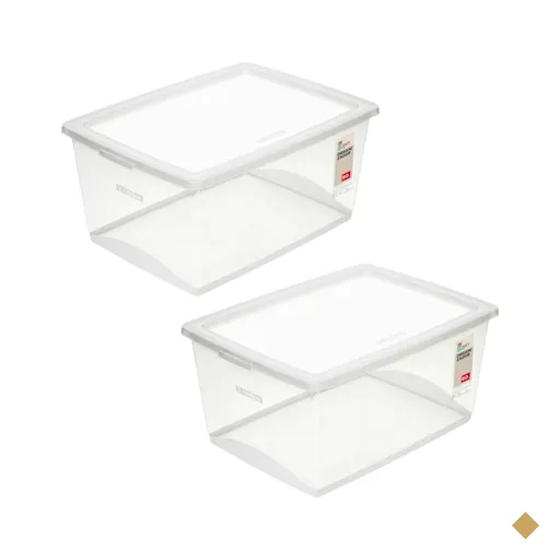 2 Caixas Organizadoras Plástica 60L Tampa My Closet Ordene Transparente…