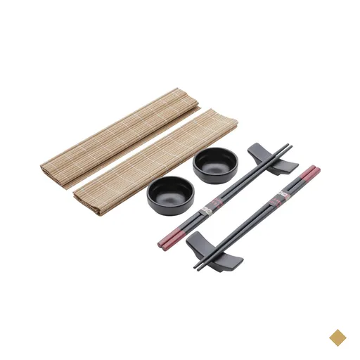 Kit 48 Peças Sushi Esteira Molheira Suporte Hashi 12 Pessoas Cerâmica Bambu…