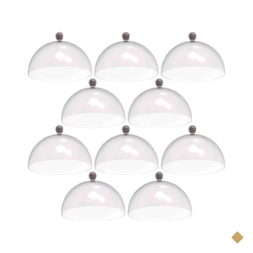 Conjunto 8 Cúpulas para Bolos Doces de Plástico 30cm Amêndoa Padaria Hotel…