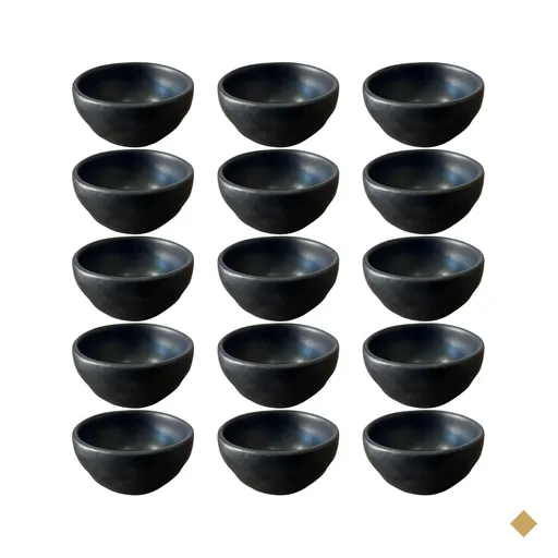 Kit 15 Ramequins Molheira 50ml Cerâmica Orgânico Preto Buffe